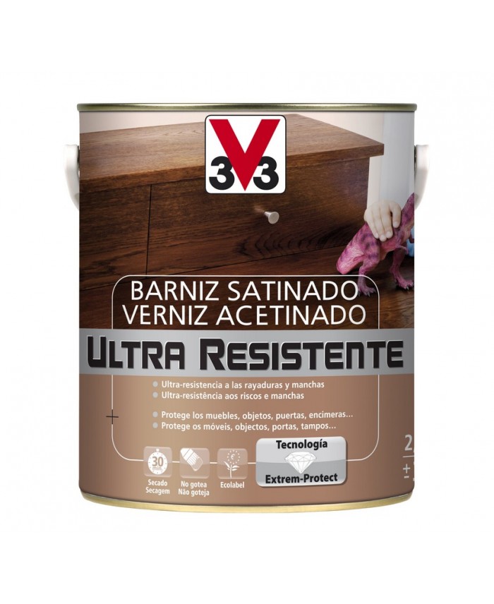V33 Barniz para madera Brillante Ultra Resistente (Incoloro, Brillante, 750  ml)